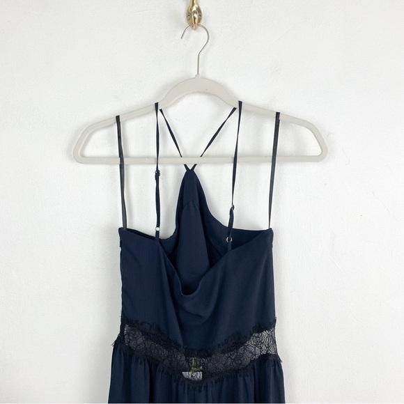 NWT BCBGeneration Dark Nights Black Lace Cutout Halter Maxi Dress Sz 8 - Picture 4 of 10